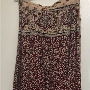 Cotton Wrap Skirt Red Blue Cream